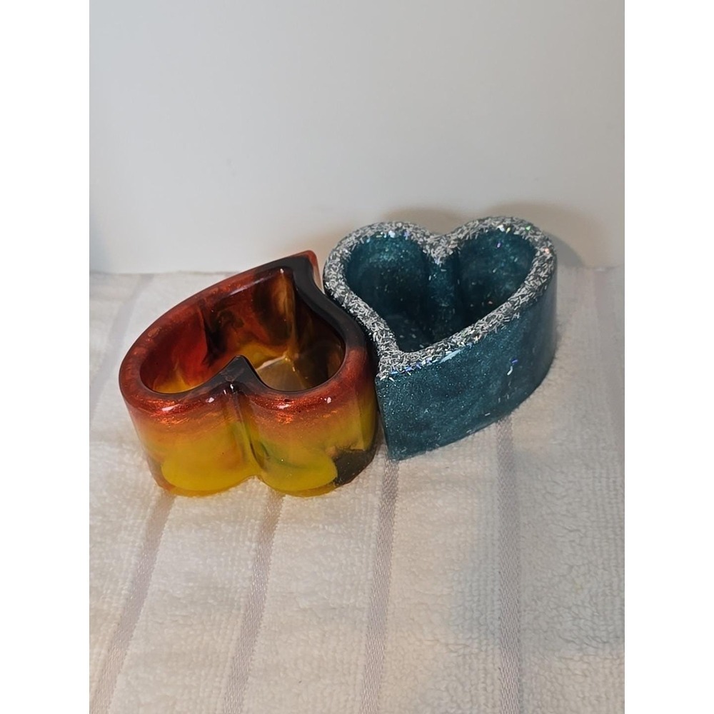 Handmade‎ Resin Fire And Ice Heart Dishes 754